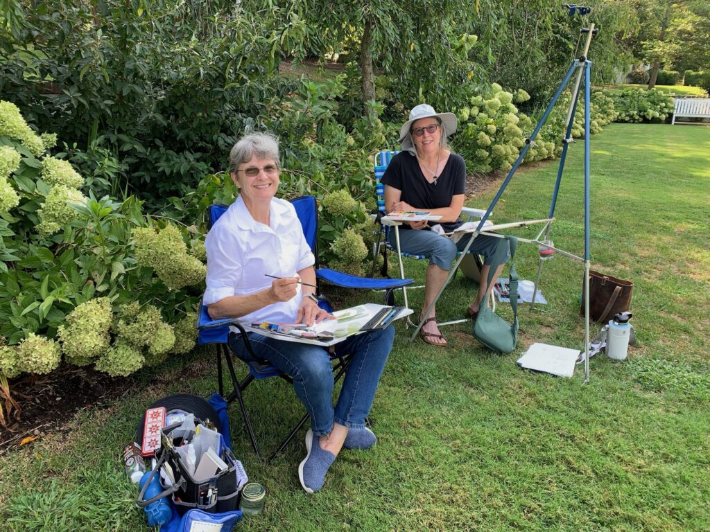 Plein air pals painting en plein air with easels and supplies